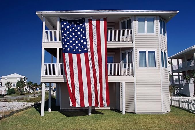 Homissor American Flag 20x30 Ft Large US Flags USA - Giant United State Flag Heavy Duty Outdoor Embroidered Stars for All Weather High Wind Sewn Stripes With Brass Grommets