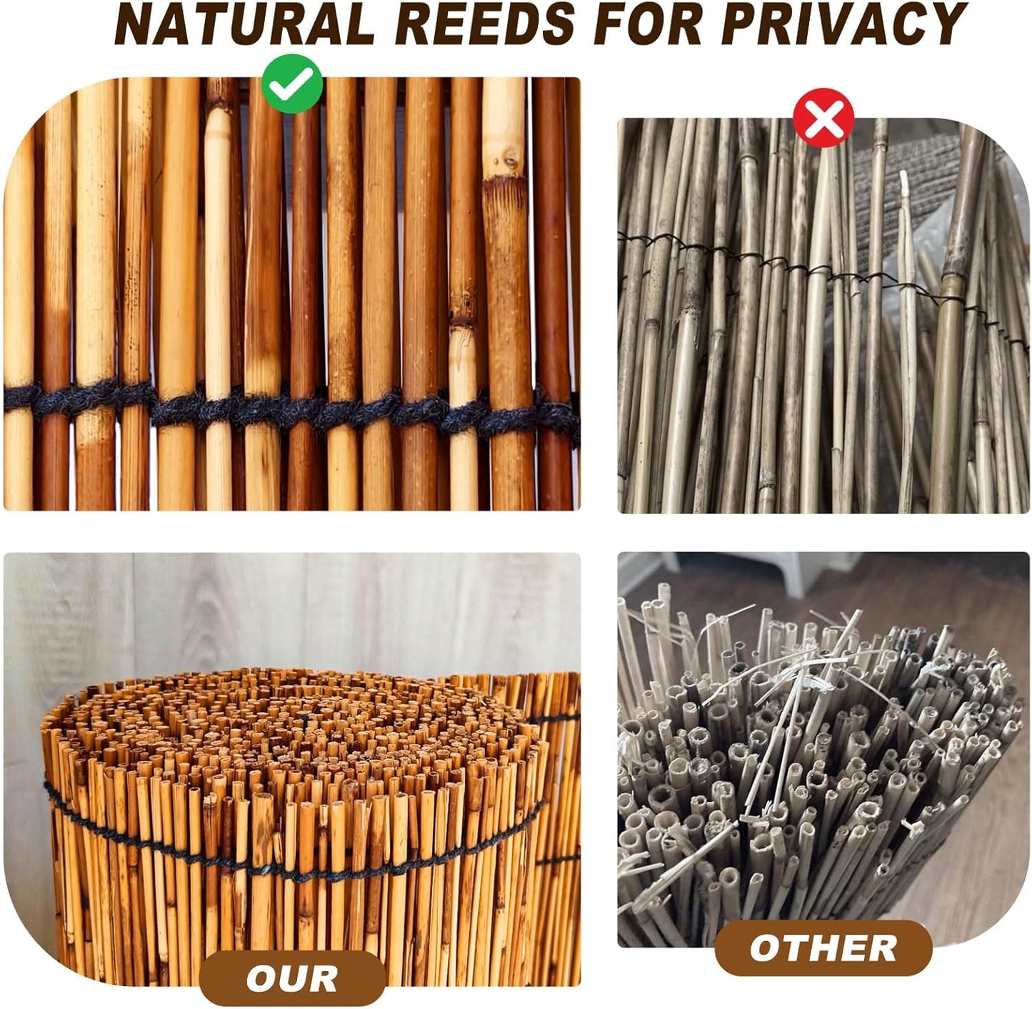 Reed Fencing Rolls,Bamboo Screens Outdoor for Patio,6 Feet High,Suitable for Patio Garden Balcony Terrace and Courtyard Shading 6x10FT