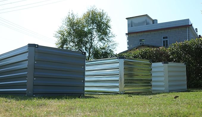 MGNO 2pcs 8x4x1FT Galvanized Raised Garden Bed-Outdoor Planter Box for Vegetables-Metal Garden Bed,Rectangle Planting Box for Herb,Flower