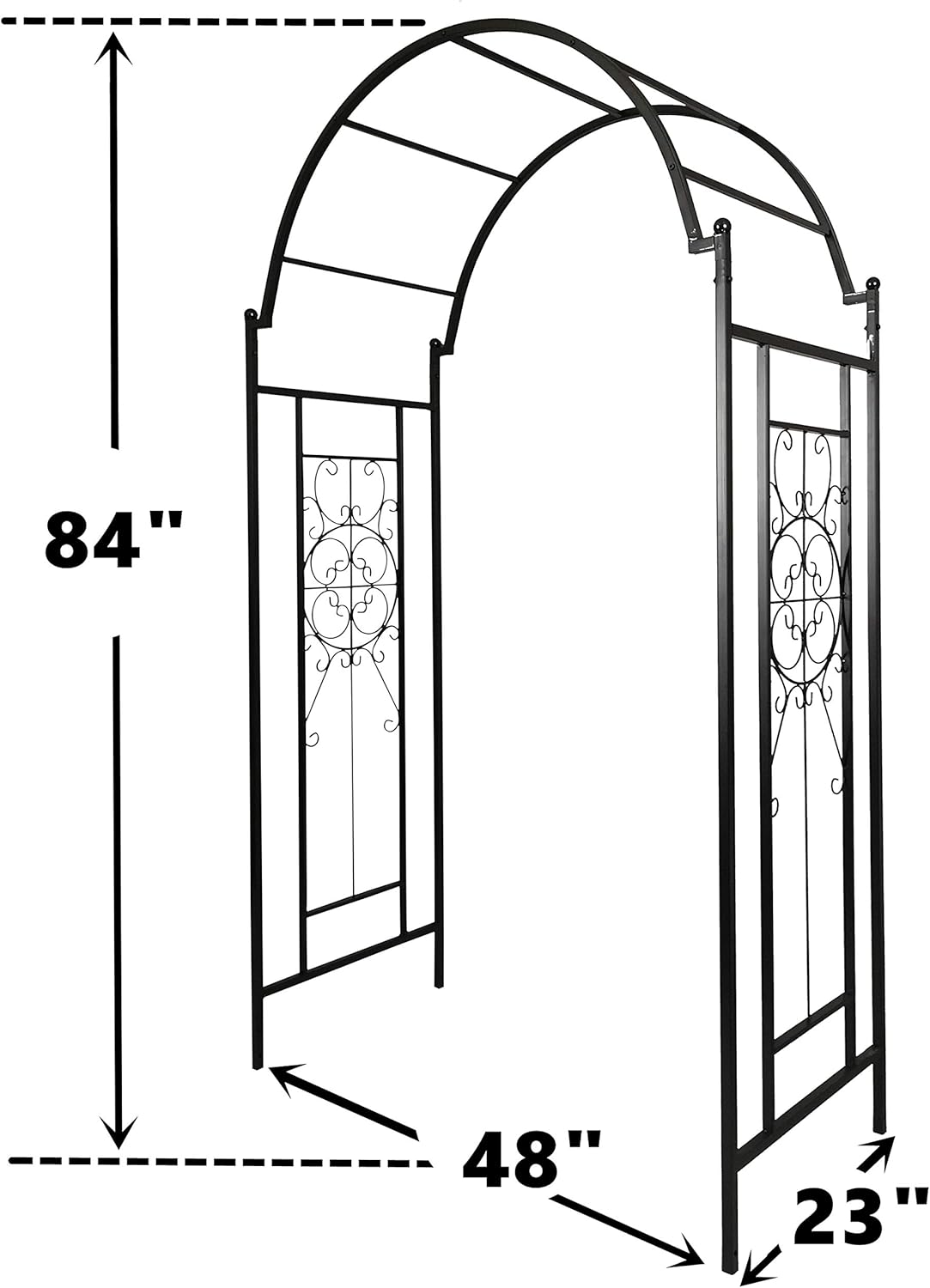 OUTOUR Garden Arch Arbor Arbour Trellis Archway for Climbing Plants Roses Vines Support Rack, Outdoor Garden Lawn Backyard Patio, Matte Black
