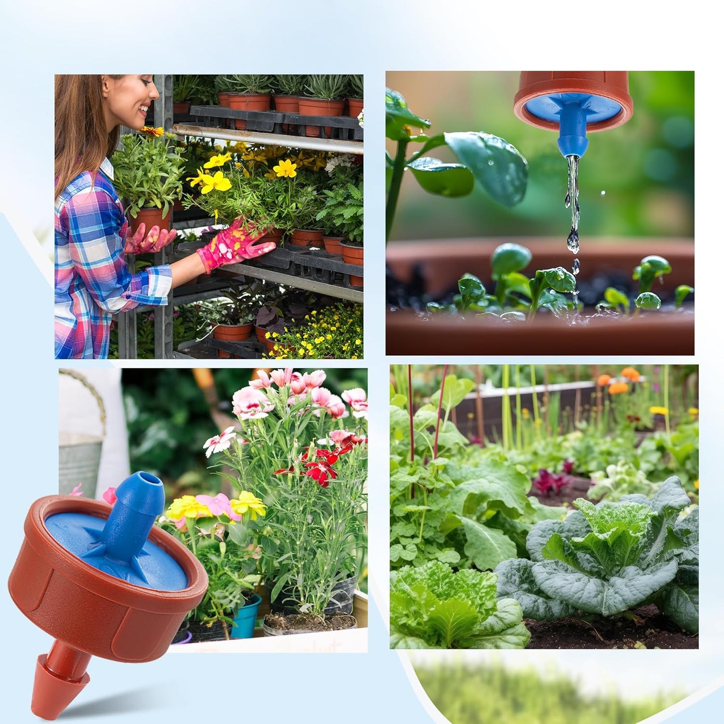 60Pcs 0.5 GPH Pressure Compensating Irrigation Spot Drippers,Constant Flow Barb Outlet Watering Dripper Emitters Heads Parts for 1/4 Inch Watering Tubing Line for Garden Pots Plant Irrigation Systems