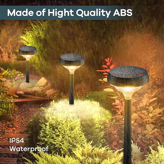 Linkind Solar Pathway Lights 4 Pack, Solar Lights Outdoor, Warm White Solar Path Lights Waterproof, Solar Lights for Walkway Yard Landscape Garden
