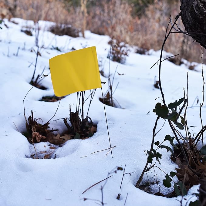 Yellow Marking Flags 1000 Pack - 4x5x15 Inch Yellow Flags for Yard - Markers For Lawn, Irrigation, Landscaping, Survey & Sprinkler Head Marking