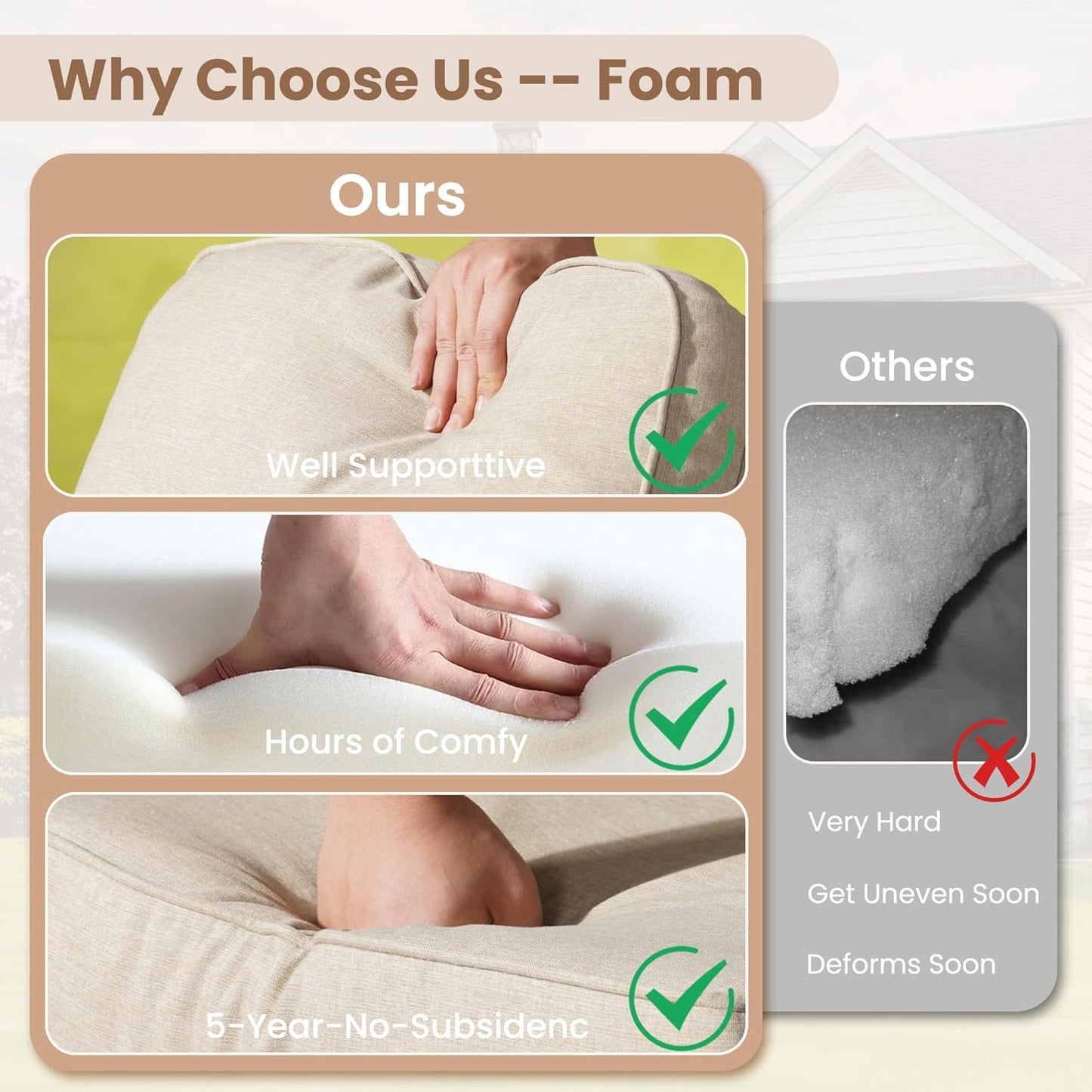 HOOOWOOO Patio Furniture Set,5 Pieces Outdoor Conversation Set,All Weather Wicker Loveseat Sofa Set with High Back Swivel Rocking Chairs Tables,Beige