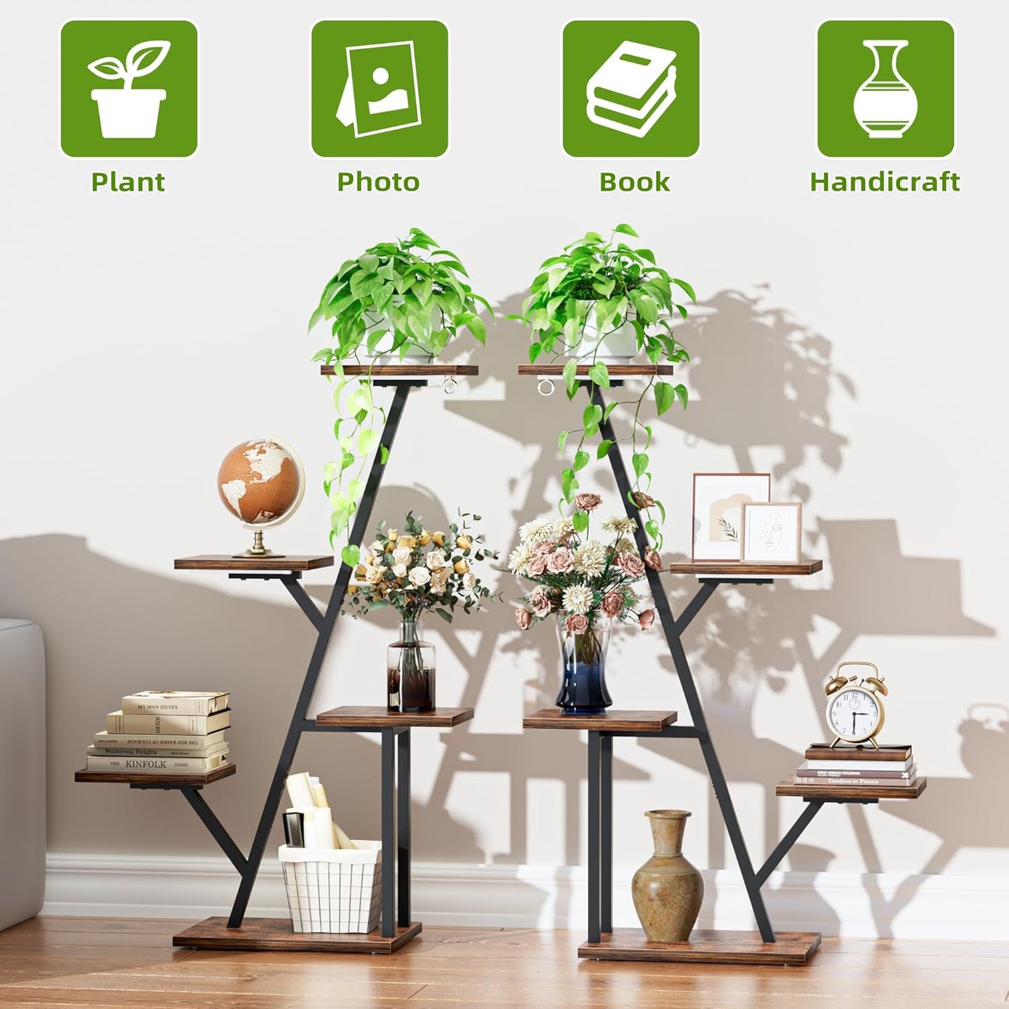 Plant Stand with Grow Light Indoor: Lighted Corner Plant Stands for Indoor Growing, 5 Tiered Plant Shelf, 40" Plant Shelves for Multiple Plants, Flower Holder Display for Living Room, Patio (2 Pack)