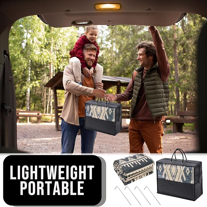 OLANLY Outdoor Rug Waterproof 9x18 ft, Reversible Outdoor Plastic Straw Rug, Boho Patio Rug, Indoor Outdoor Carpet, RV Mat Outside for Patio, Camp, Picnic, Balcony, Deck, Backyard, Black & Beige