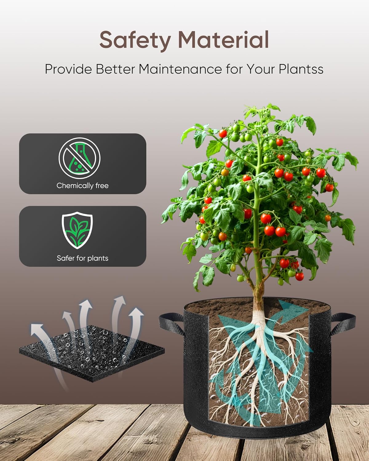 The Growing 5 Pack 1 Gallon Fabric Grow Bags，Thickened Aeration Nonwoven Fabric Plant Pots with Durable Handles,Heavy Duty 300G Planter Pot for Tomato, Fruits, Vegetables and Flowers, Black