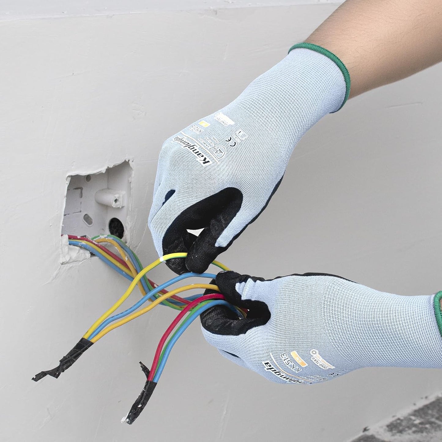 6-Paris Large Work Gloves for Men and Women, Nitrile Coated Safety Protective Gloves with Grip, Ideal for Gardening, Warehouse, Mechanic, Light Duty Construction Work