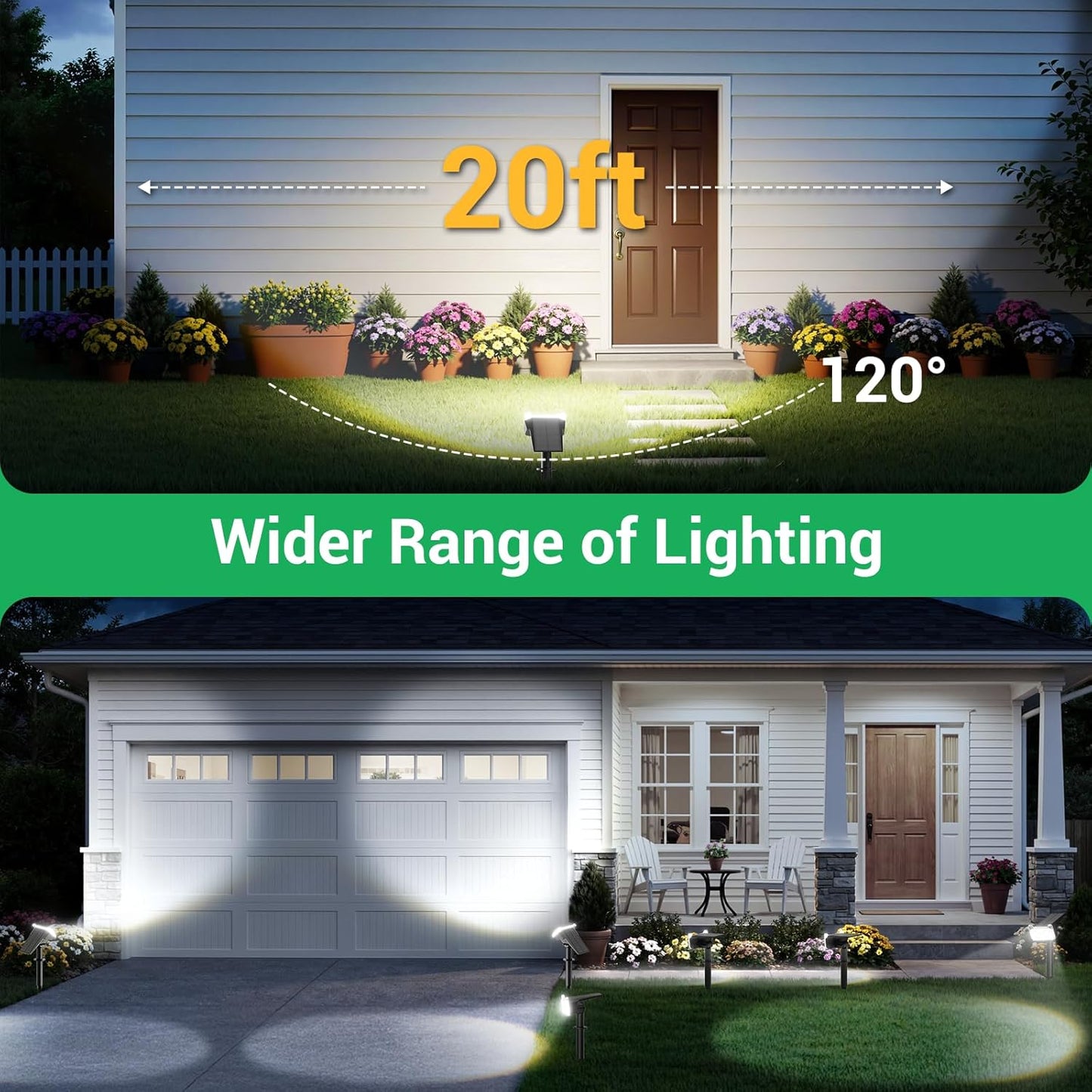 Solar Lights Outdoor Waterproof, Auto ON/Off Solar Spot Lights Outdoor, Dusk to Dawn Spotlights, Adjustable Landscape Lighting for Yard Tree Path Garden, Cool White, 6 Pack