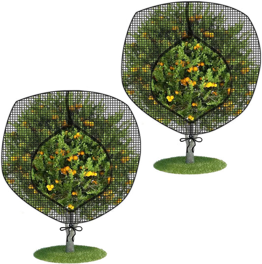 Fruit Tree Netting Covers with Zipper to Protect from Squirrels and Birds Large Netting for Fruit Trees Net Protection, Black, 10' x 13', 2 Pack