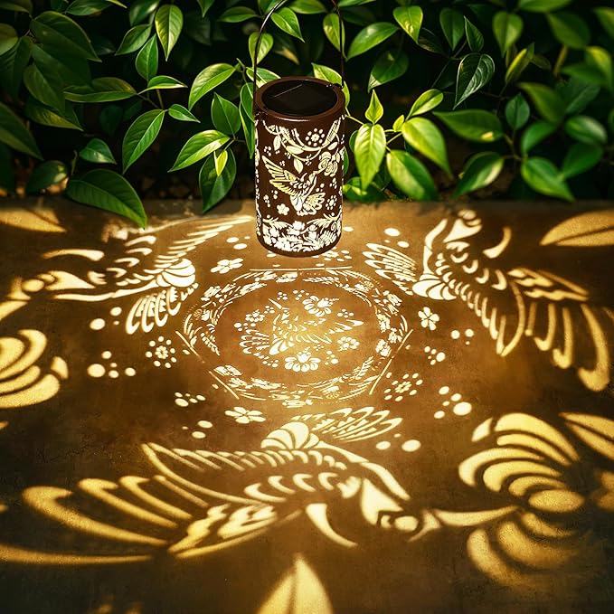 Fabuday Hummingbird Outdoor Solar Lantern Waterproof - Hanging Solar Power Lights Led for Outside, Garden Decor for Patio, Porch, Balcony, Yard and Deck, Gardening Decorations Gifts for Women Mom