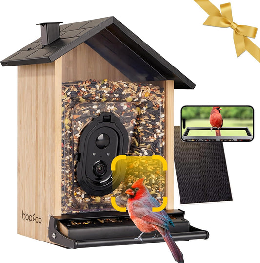 Smart Squirrels-Proof Bird Feeder with Camera Solar Powered, AI Identify Bird Species, Instant Notification Camera, CCPA Data Security, 3.2L Ultra Large Capacity Gift