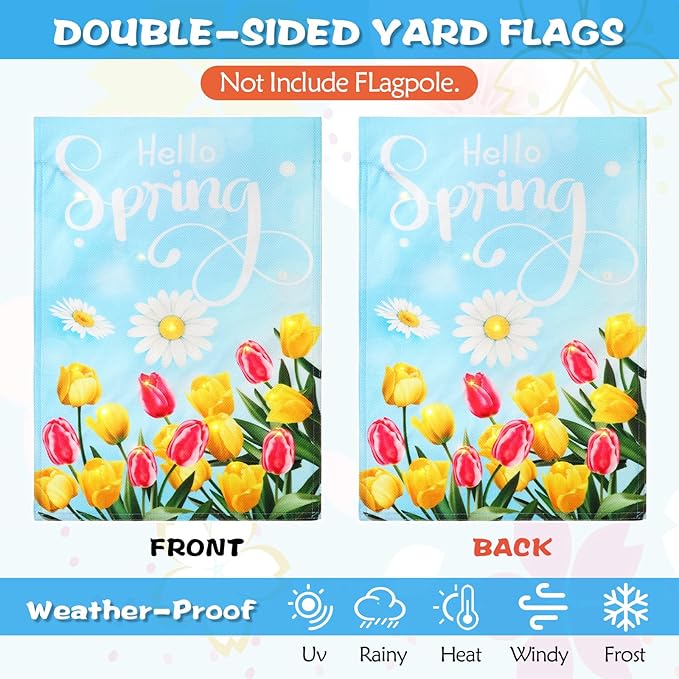 12 Pcs Solar Seasonal LED Garden Flags 12 x 18 Inch Double Sided Yard Flags Halloween Christmas Fall Thanksgiving Day Decorations Welcome Garden Holiday Yard Outside Lawn Decoration