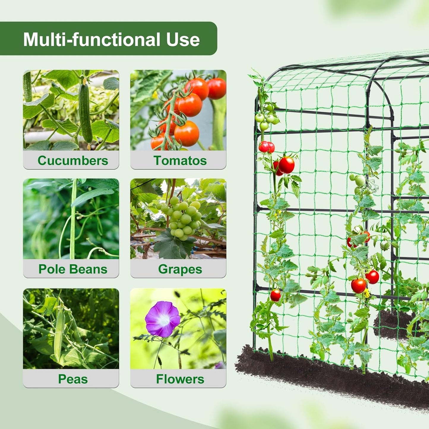 Lalahoni Large Garden Trellis Arch for Climbing Plants Outdoor, 7.8 feet Tall Metal Walkway Arbor Plant Support Vine Flower Vegetables Cucumber Trellis for Raised Bed, with Netting, Lightweight