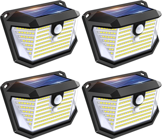 Solar Lights Outdoor Motion Sensor, 178 LED 300LM Waterproof IP65, Wall Mounted Security Light with 3 Modes, 270° Wide AngleWide Angle, Solar Powered for Garden, Yard, Patio, Front Door(4Pack)