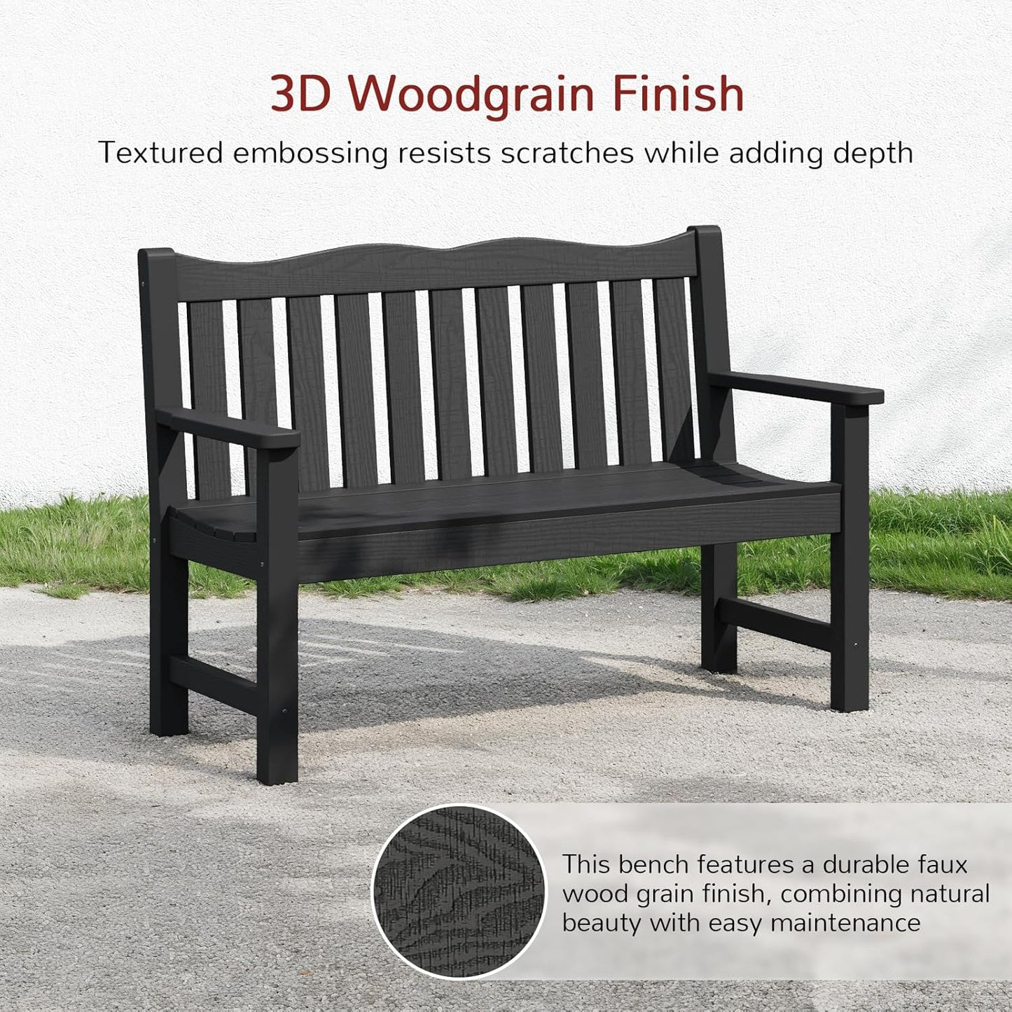 Outdoor Benches Set of 2, 2-Person Garden Bench for Outdoors, Weatherproof Outdoor Benches, Never Rot or Fade, Black