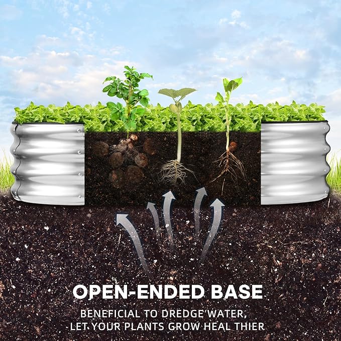 JERIA Raised Garden Bed,Galvanized Raised 4×2×1ft Planter Boxes Outdoor with Easy Assembly, Large Garden Bed for Vegetables, Fruits, Flowers