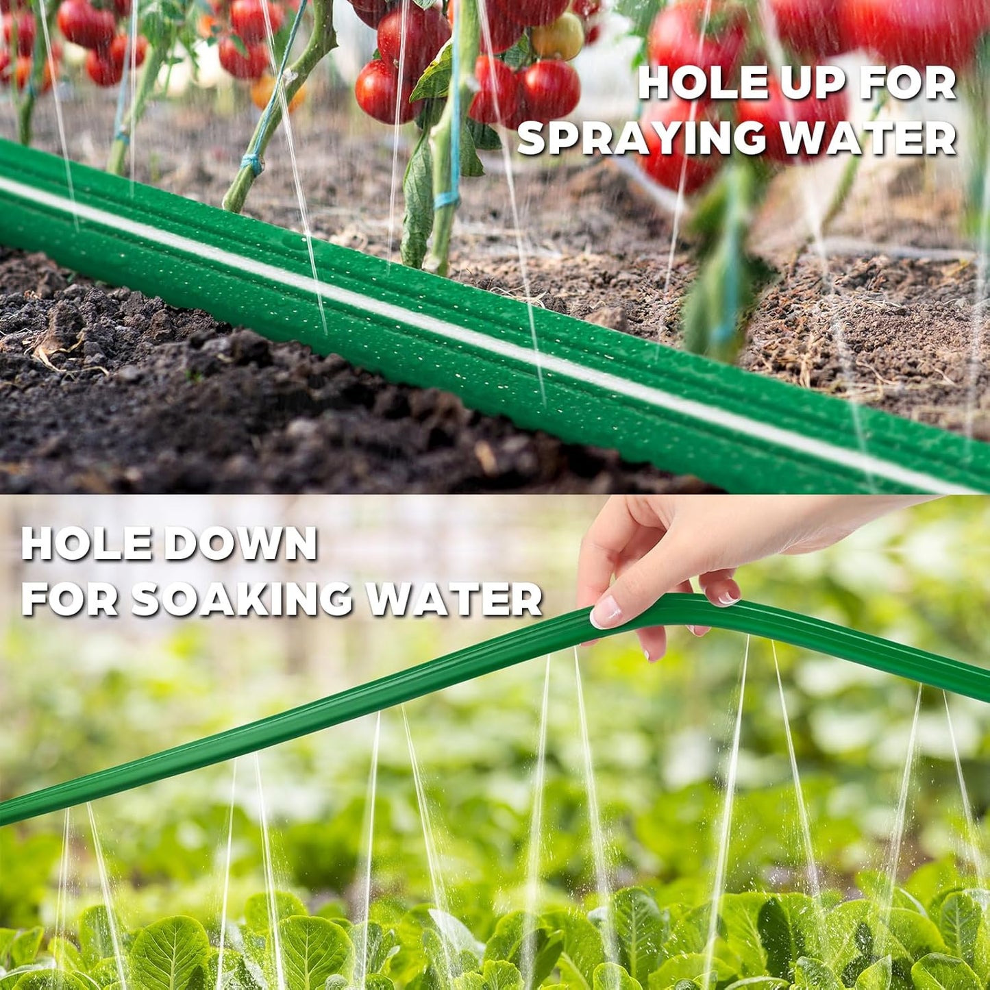 Jin&Bao Sprinkler Hose with Holes 50FT, Heavy Duty Watering Garden Hose, High-Efficiency Sprinklers System for Lawn and Garden with Staples