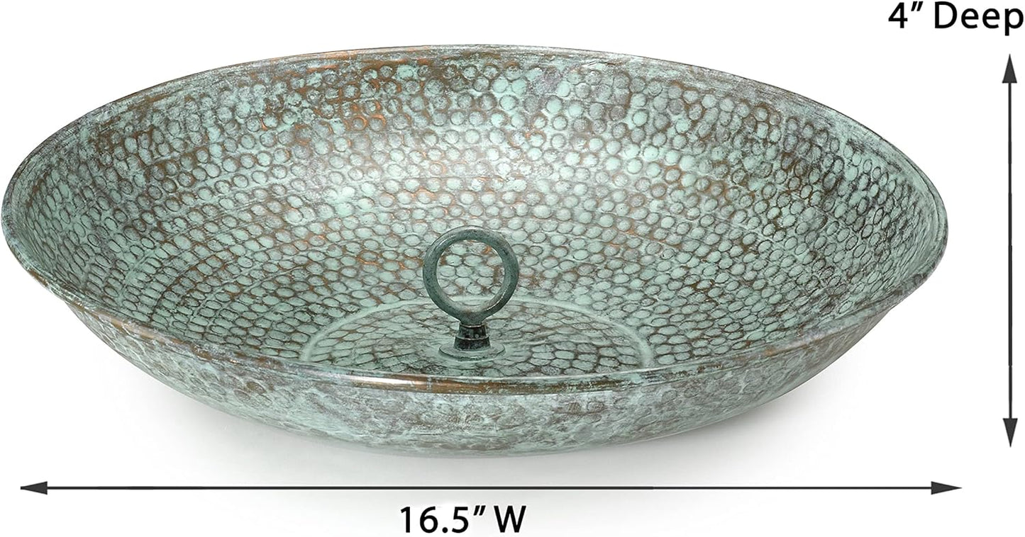Good Directions 479V1 Rain Chain Basin Large 16-1/2 Inch Diameter, 4 Inches High, 100% Blue Verde Pure Copper