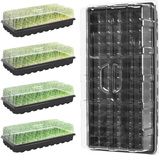 MIXC 5 Pack 1020 Seed Starter Trays with 3.6" Humidity Dome Plant Growing Tray Germination Seed Starting kit, Mini Greenhouse with Handle for Cloning Plant