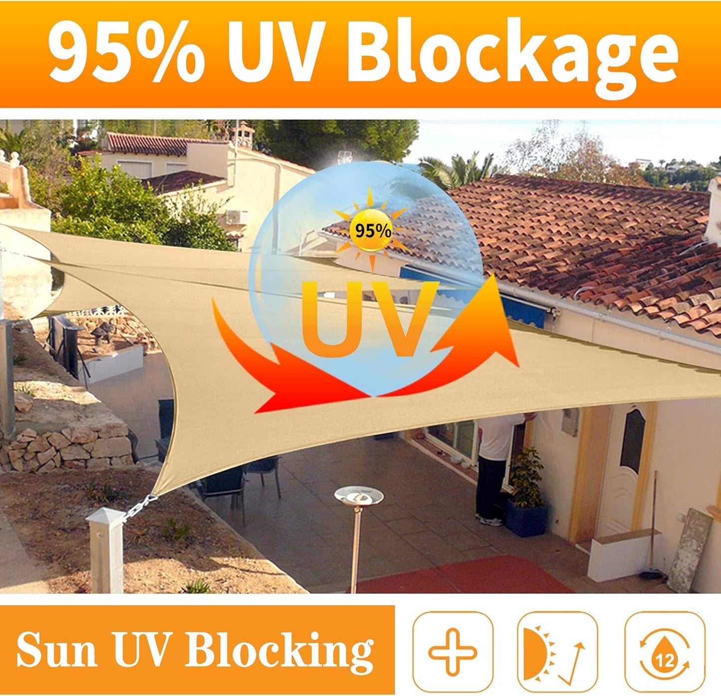 15' x 17' Green Rectangle Sun Shade Sail SSP1212 Canopy Durable Fabric UV Block Awning We Make Custom Orders