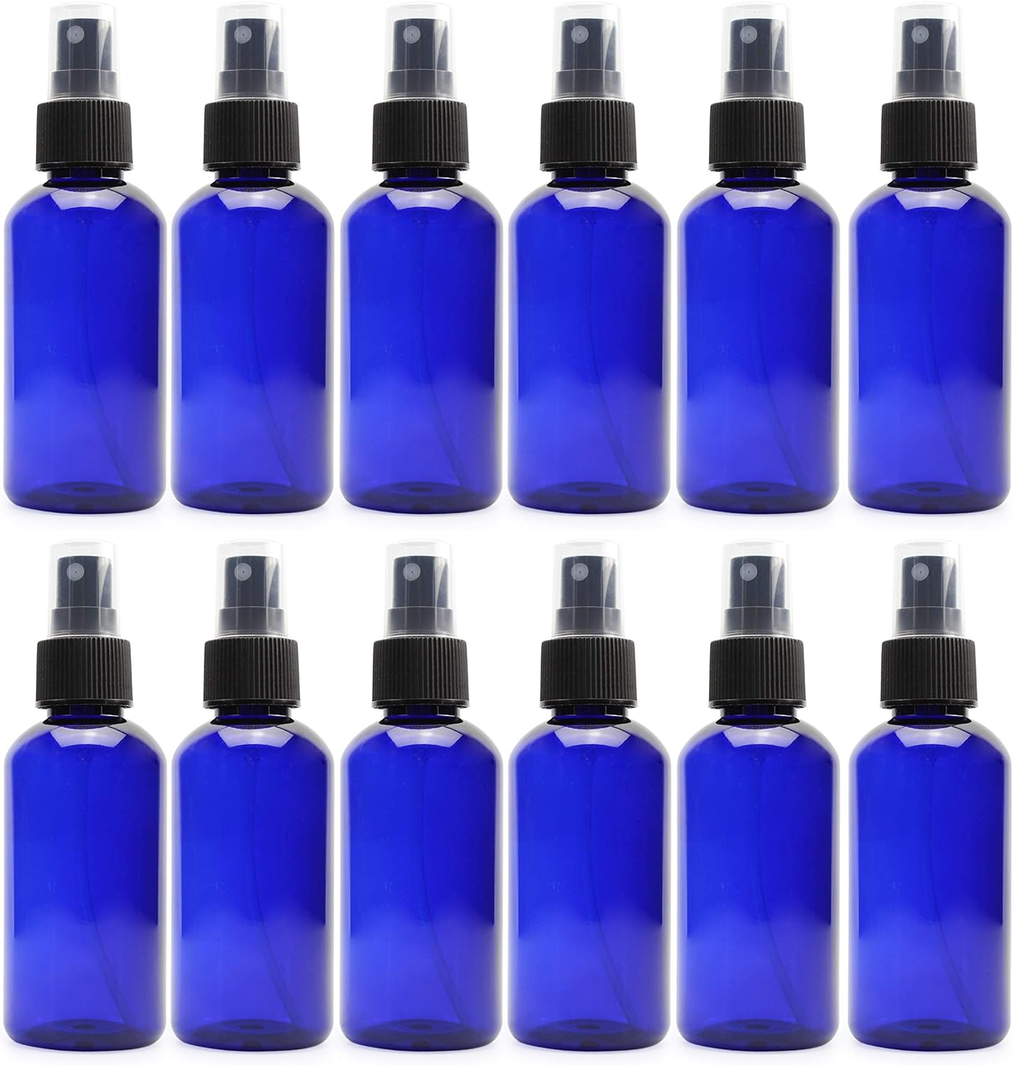 Cornucopia 4oz Blue PLASTIC Fine Mist Spray Bottles (12-Pack); BPA-Free Plastic Spritzer Bottles, Labels Included; PET #1 Plastic Bottles