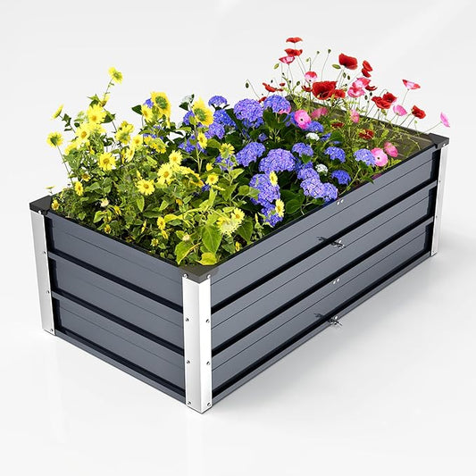 Galvanized Raised Garden Bed 4x2x1.3ft, Metal Garden Bed for Outdoor Gardening, Durable Rust-Proof Metal Raised Garden Bed for Vegetables, Fruits, Flowers & Herbs
