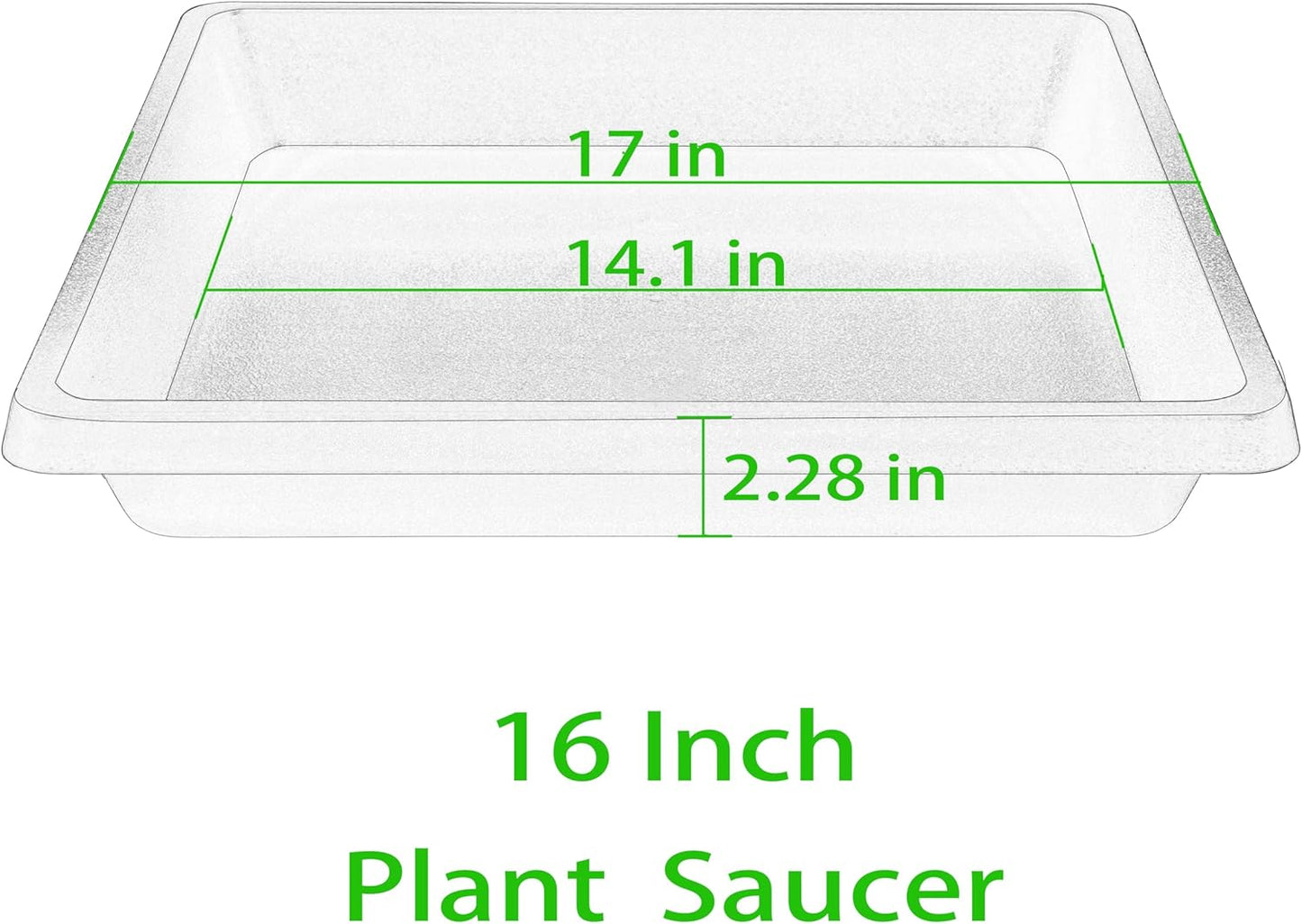 16 Inch Square Plant Saucer 4 Pack, Plant Saucers for Indoors, Large Heavy Duty Plastic Flower Plant Trays for Pots, Under Plant Water Catcher Tray for Potted Plants Outdoors Planter Water Tray