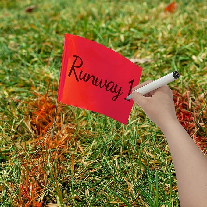 Zozen 100Pack Red Marking Flags, Writable/15x4x5 Inch, Yard Flags for Lawn & Irrigation & Landscape & Sprinkler & Survey & Dog Training.