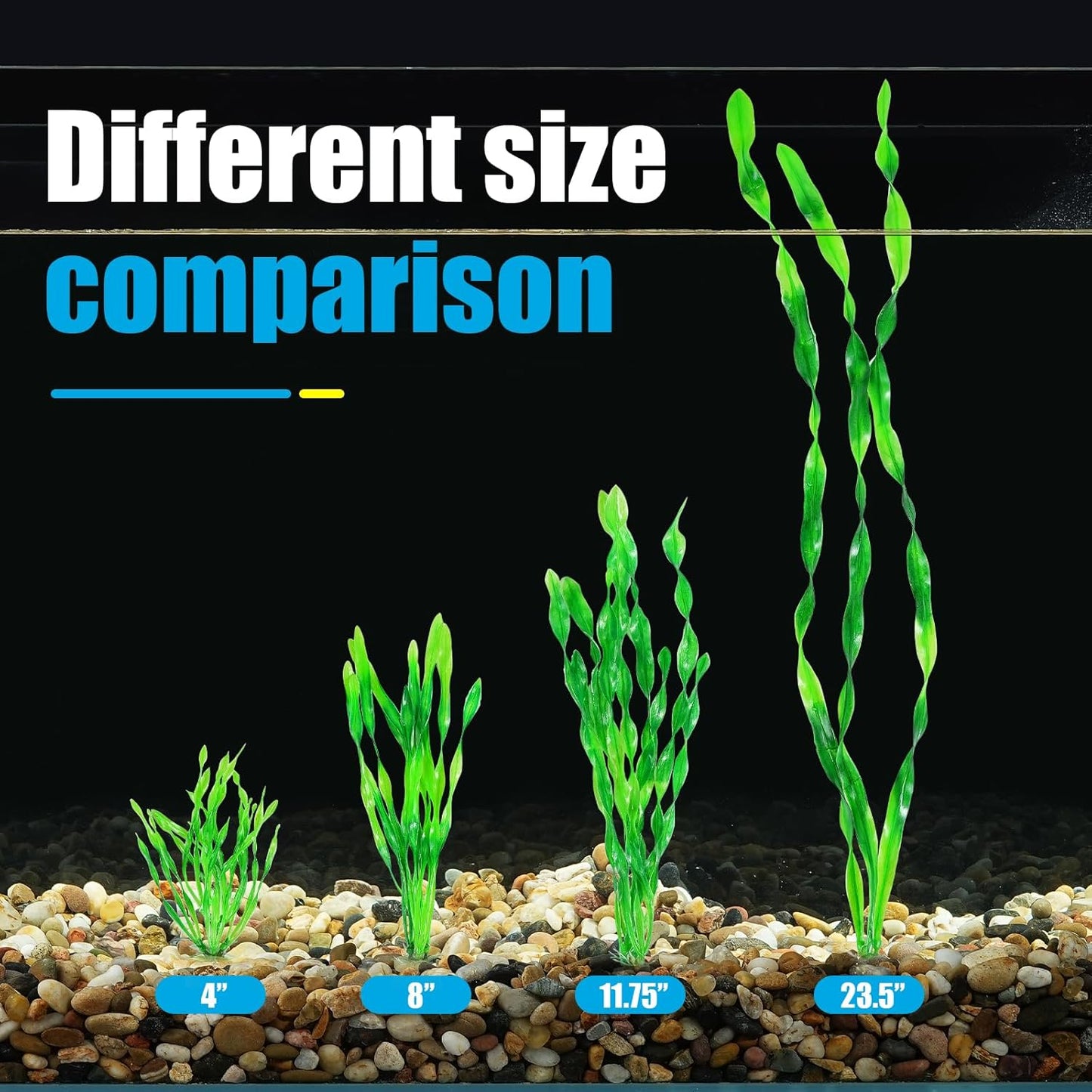 AQUANEAT Fish Tank Artificial Plants, Aquarium Plastic Seaweed Decorations, 23.5Inch Tall Fake Green Accessories, 10 Packs