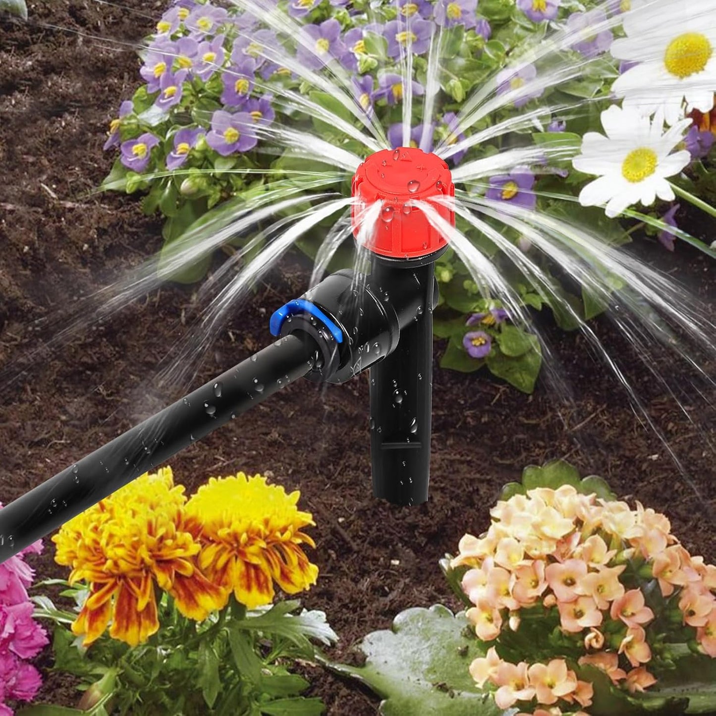 40PCS 1/4 inch Tubing Drip Irrigation Vortex Emitters,360 Degree Drip Emitter Sprayer with Stake, Irrigation Dripper Sprinklers for Drip Irrigation System