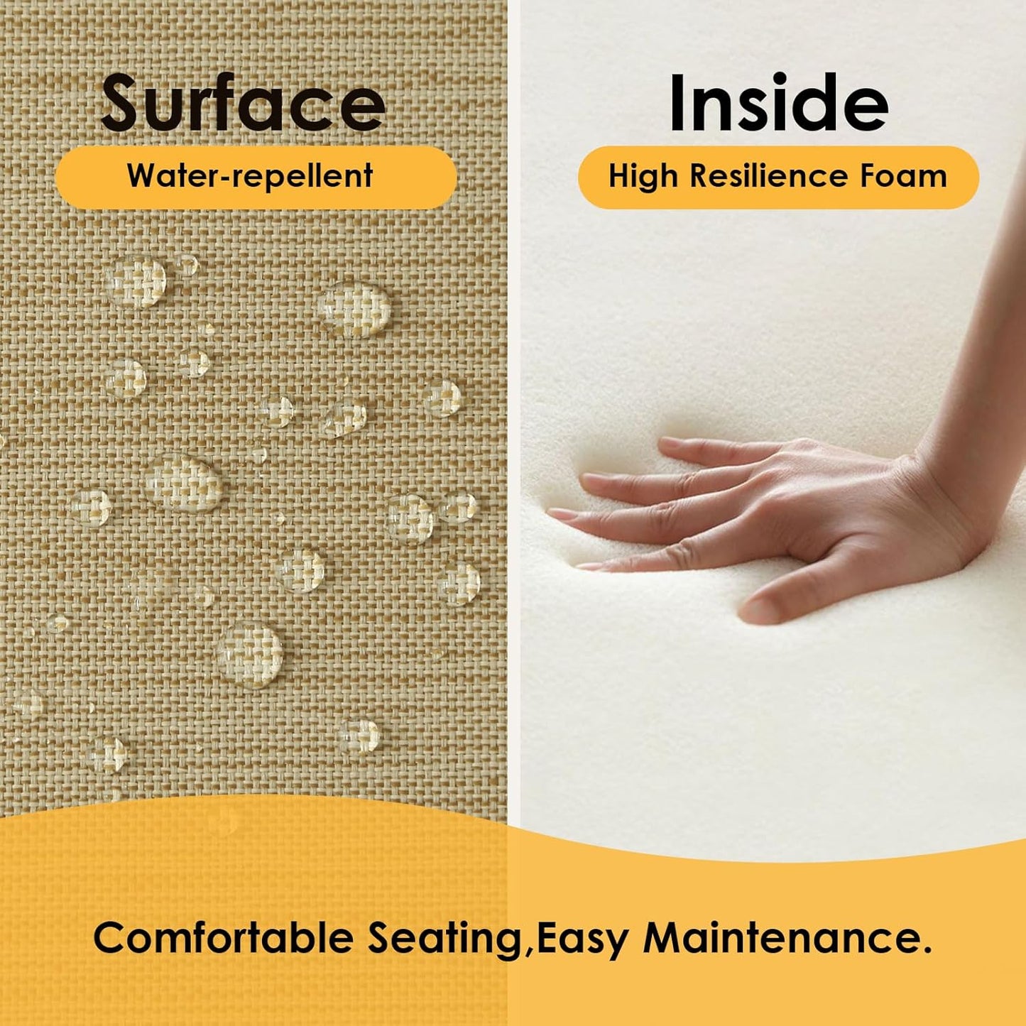 Outdoor Square Corner Seat Cushion, 19"x19"x3", Set of 4, Non Slip Seat Cushion Pads with Removable Cover for Patio Furniture, Garden Yard Lawn, Warm Taupe