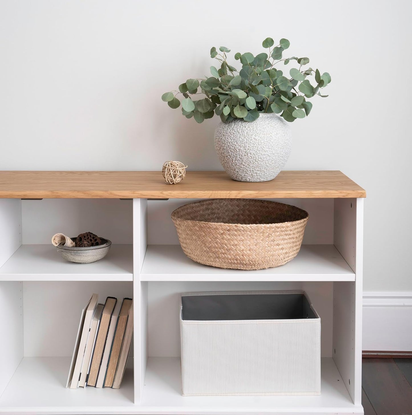 White Ceramic Vase Flower Vase, Big Textured Round Vase for Centerpieces, Kitchen, Living Room, Bedroom Decor Gifts