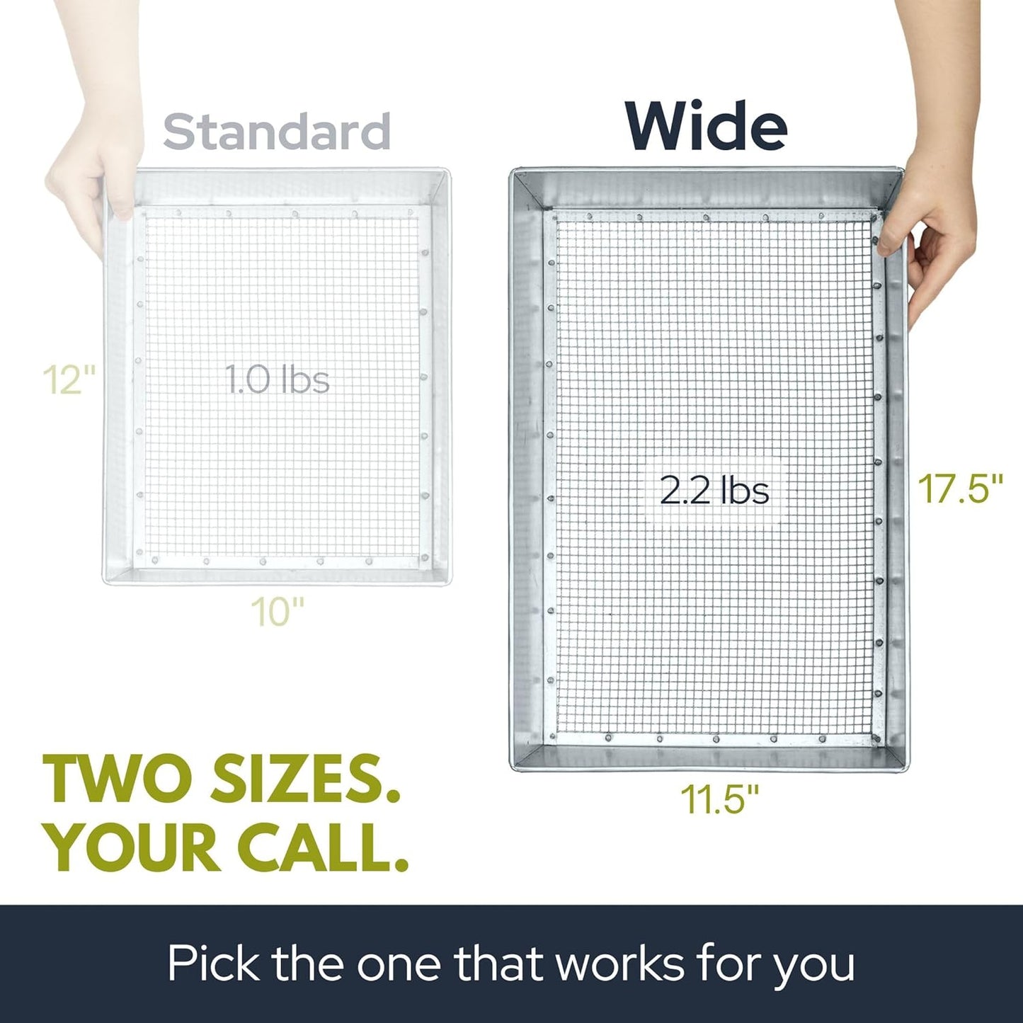 Soil Sifter, Wide Size (17.5 x 11.5 inches) with 1/4-inch Mesh, Garden Sieve for Dirt, Sand, Rocks, and Compost