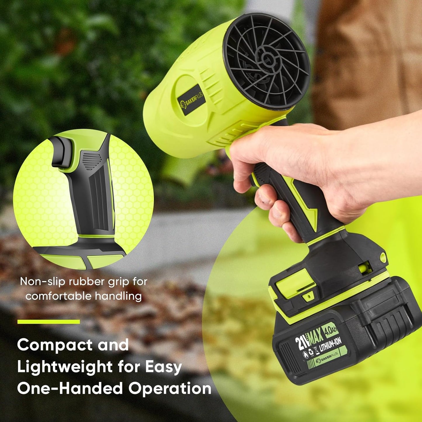 Portable Dust Cleaner, Leaf Blower Cordless, Handheld Blower, Hand Blowers for Lawn Care, Patio Cleaning, Leaves and Dust Blowing, 4.0Ah Battery and Charger Included (1 Battery)