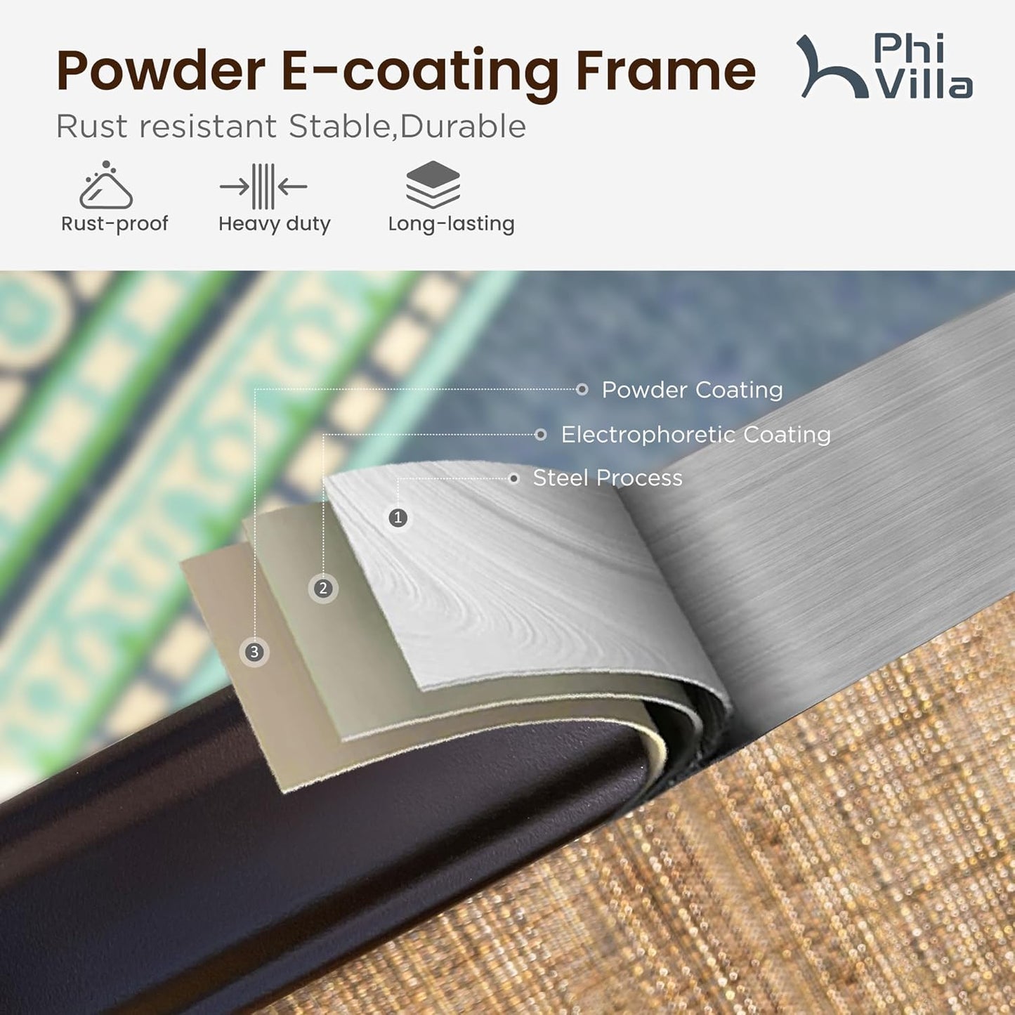 PHI VILLA Outdoor Bar Stools Set of 4, Swivel Patio Bar Stools & Chairs with 30" Seat Height & Brown Textilene Backrest, Tall Outdoor Chairs Bar Funiture for Outside, Porch and Yard