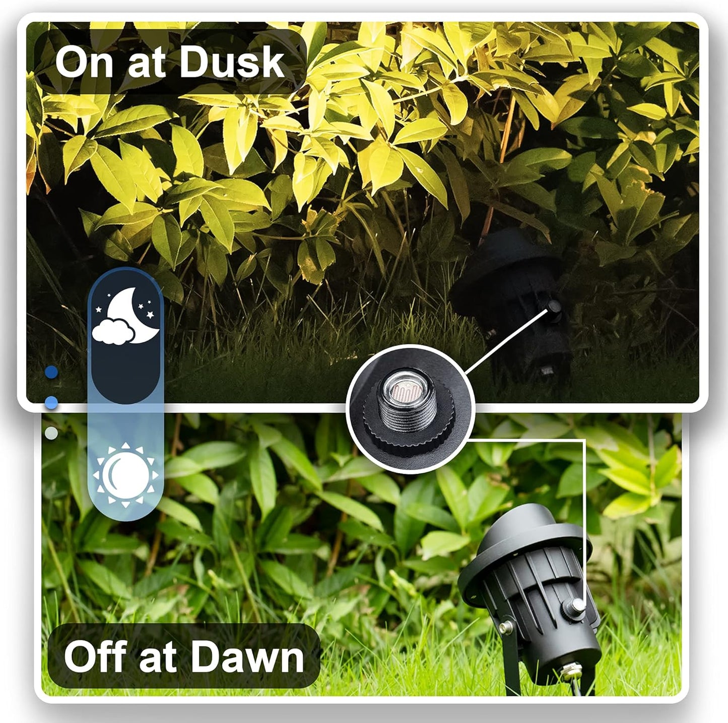 SUNVIE Outdoor LED Spotlight with Dusk to Dawn Photocell Light Sensor 20W Landscape Lights 120V AC 3000K Warm White Waterproof Landscape Spotlights for Yard Tree Flag Garden Decor 6 FT Cord(2 Pack)