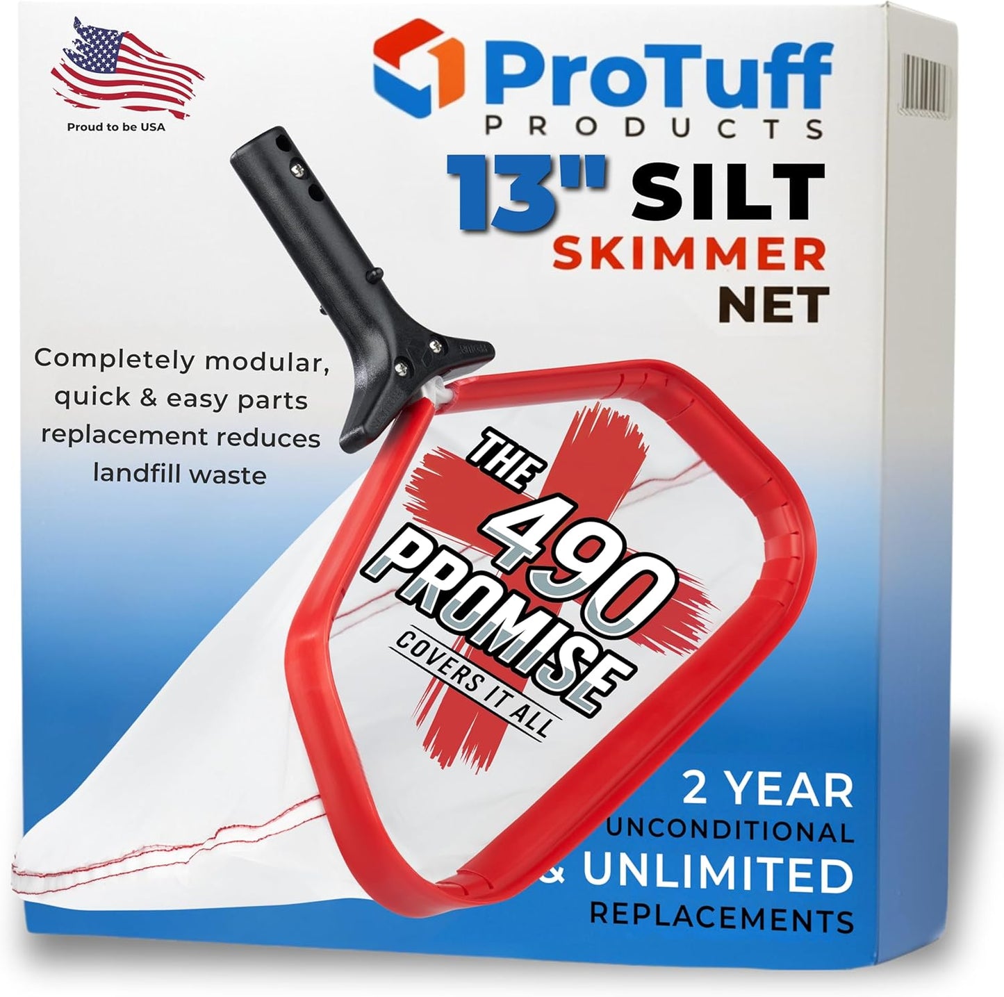 ProTuff 13" Spa Silt Net - 2 Year Unconditional Free Replacement - Heavy Duty Ultra Fine Mesh Silt & Sand Skimmer Cleans 3X Faster Than Vacuum - 13 inch Leaf Rake Bag for Pollen