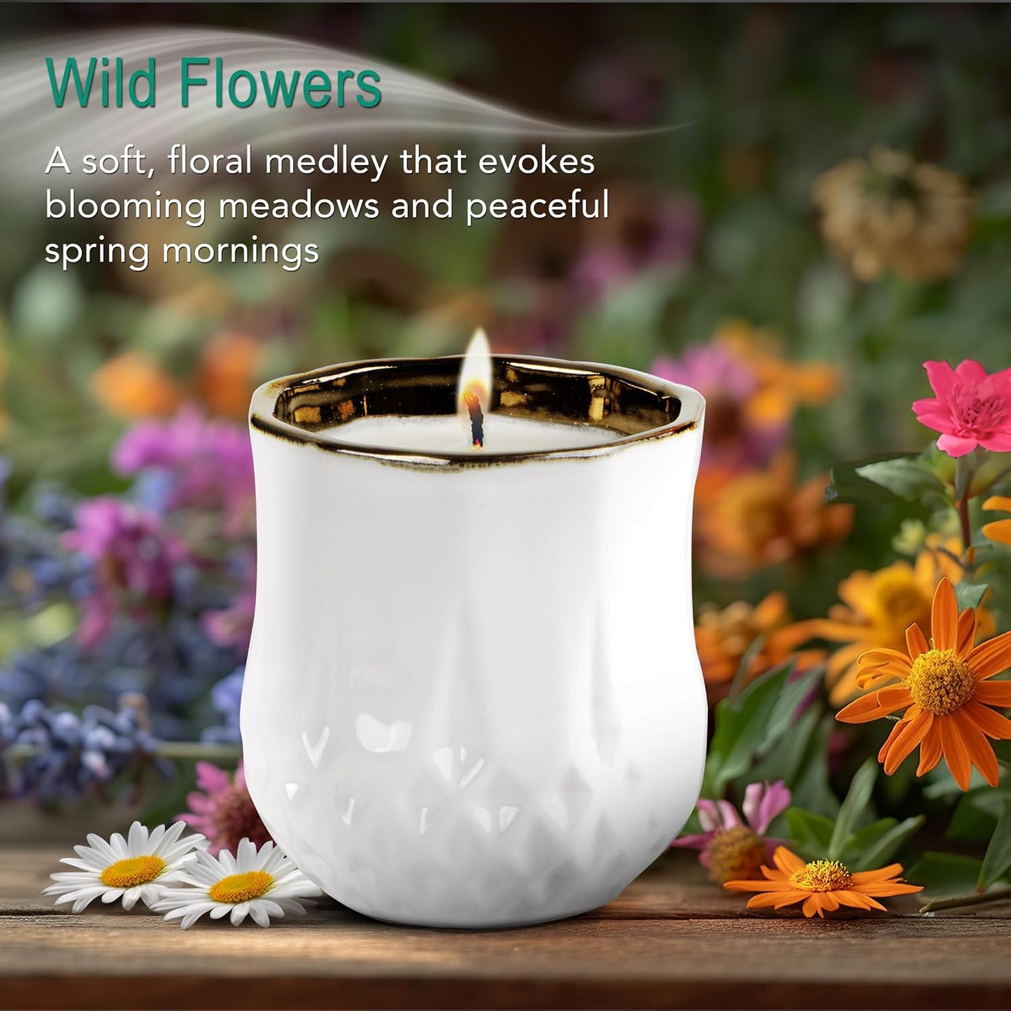 The Growing Candle, Wild Flower Scented, 9oz Ceramic Pot, Single Wick Aromatherapy Candles, 100% Soy for Women and Men, Astrid