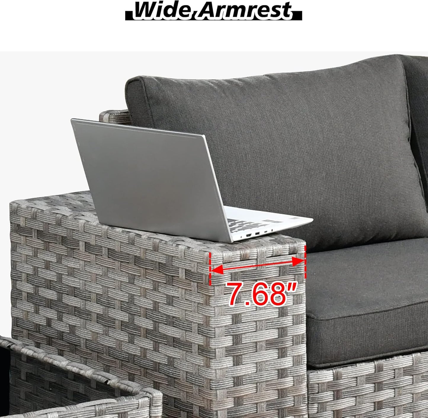 HOOOWOOO Modular Patio Outdoor Sectional Furniture Set,6 Piece Wicker Conversation Sofa Set,Out Door Couch Set with Wide Arm for Outside All Weather(Black)