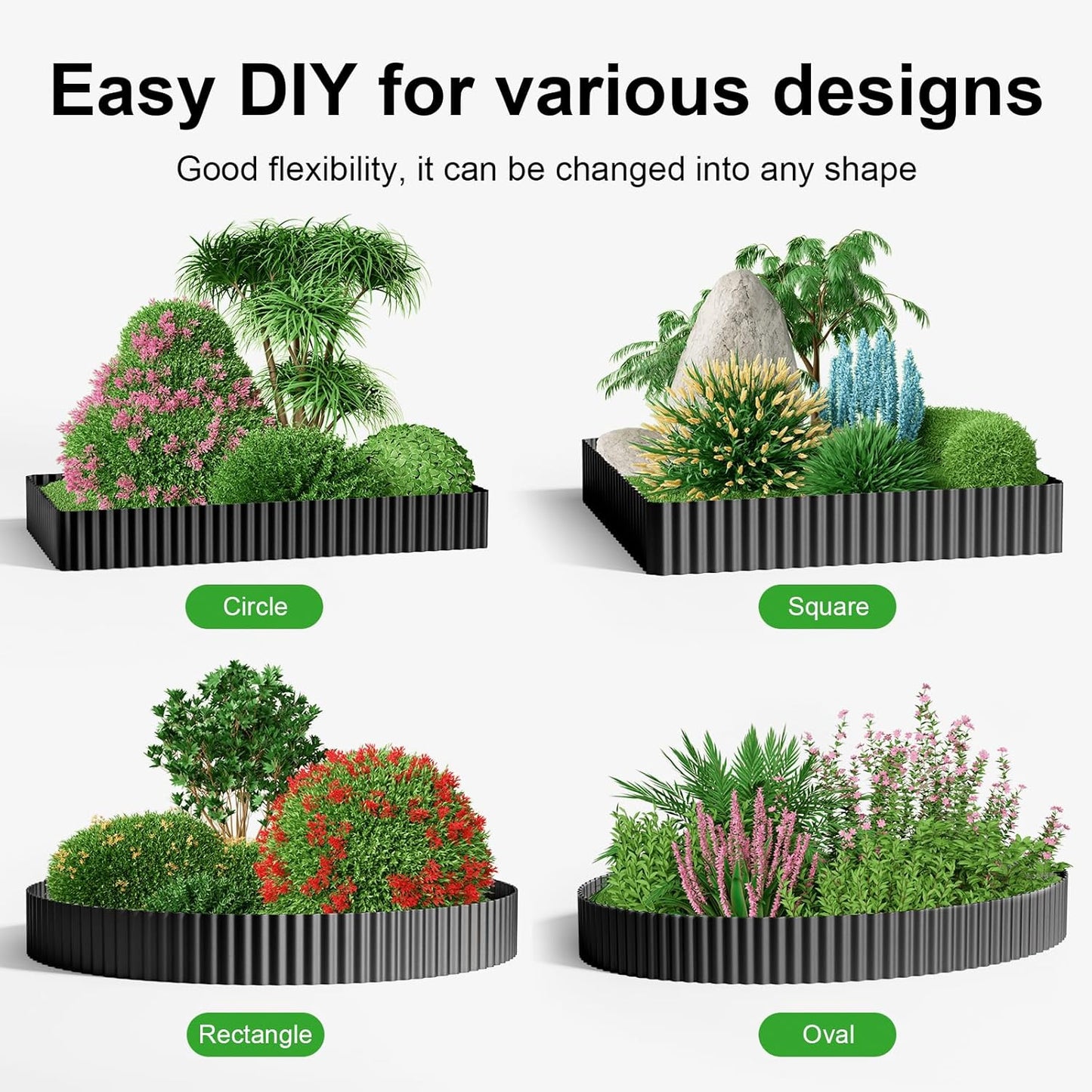 Land Guard Corrugated Garden Edging Border, 12" x 50' Landscape Paver Edging, Tall Landscape Edging, Fence for Garden, Flower Bed, Lawn and Landscape Edging (Glossy Black)