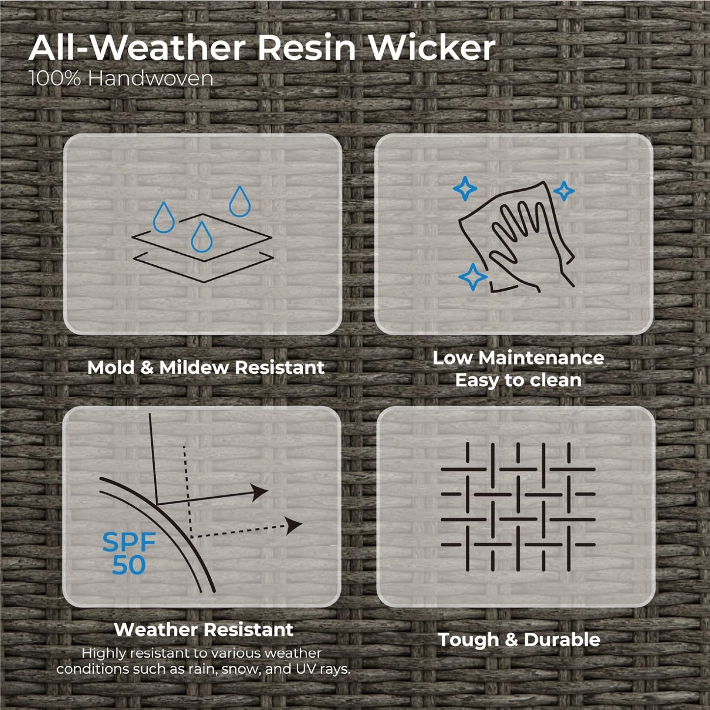 CHITA 2 Pieces Patio Wicker Furniture Set, Outdoor Rattan Bistro Set with Rocking Swivel Chair, Thickened Cushions and Ottoman