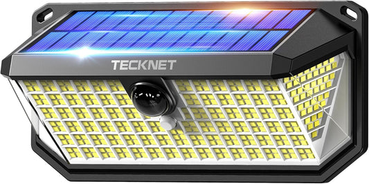 TECKNET 4200Lm 416 LED Solar Lights Outdoor Waterproof, 300° Angle & 3 Lighting Modes Motion Sensor Outdoor Lights, 2 Pack Security Solar Light IP66 for Fence Front Door Yard - 1 Pack