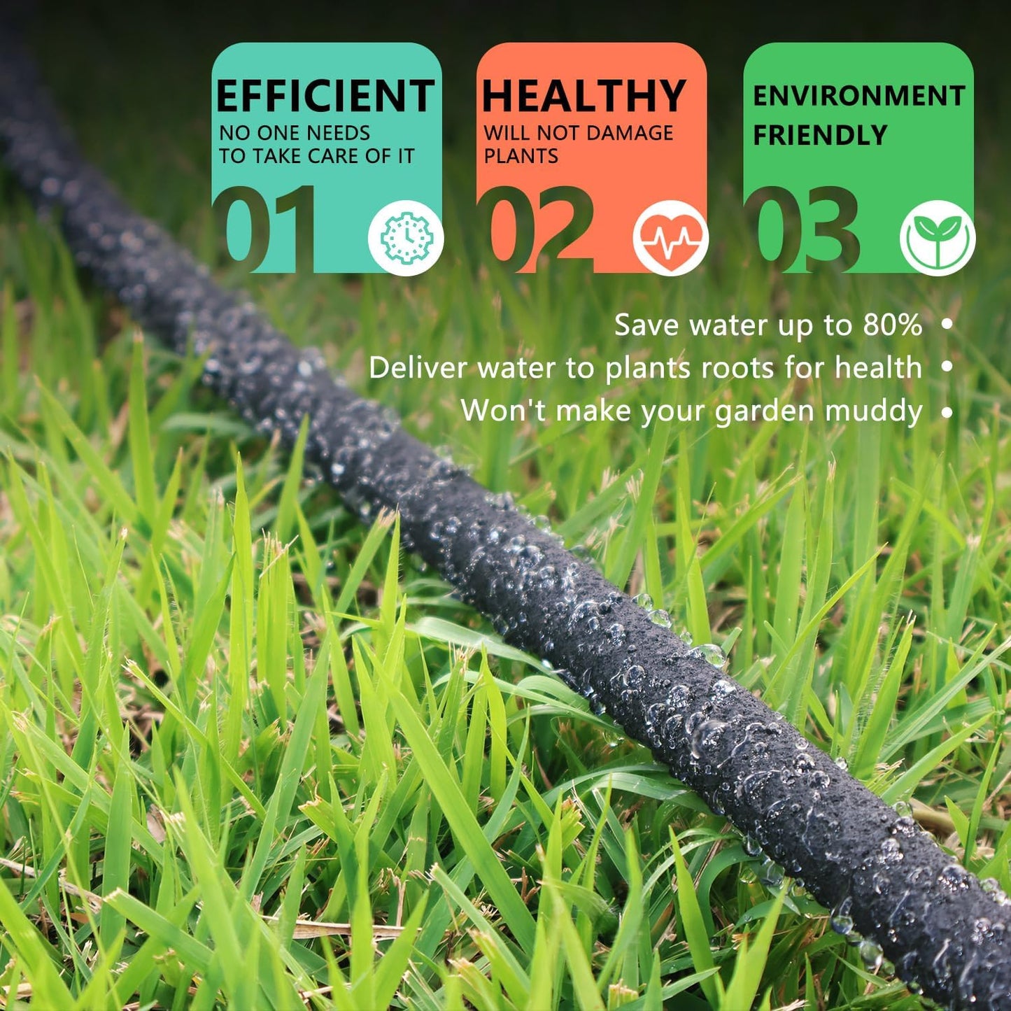 1/2’’ Soaker Hose 100 Ft for Garden Beds, Heavy Duty Soaker Hoses for Garden 100 Ft for Water Saving, DIY Garden Soaker Hose 100 Ft Drip Hoses with Kit for Hose Irrigation System (100 feet)