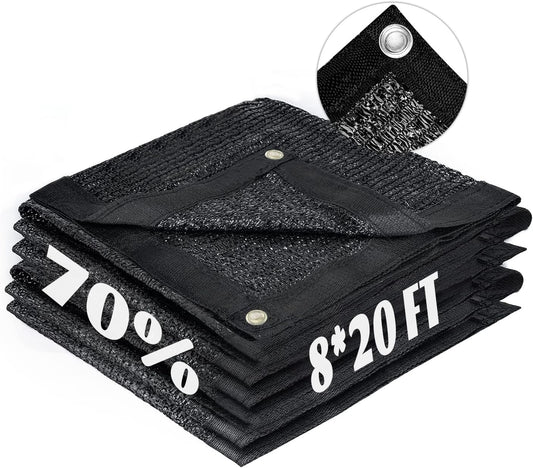 LOVE STORY 8x20FT 70% Black Shade Cloth Sun Shade Net with Grommets Sunblock Net Mesh Tarp for Garden,Plants Cover,Greenhouse and Patio