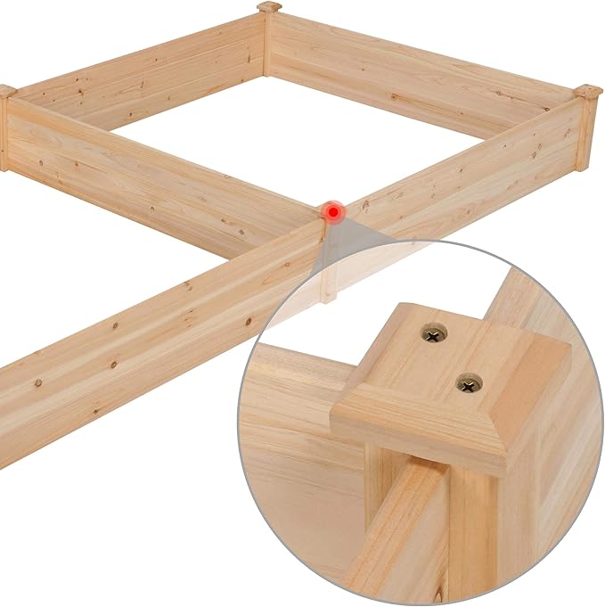 Yaheetech 8×4ft Wooden Horticulture Raised Garden Bed Divisible Elevated Planting Planter Box for Flowers/Vegetables/Herbs in Backyard/Patio Outdoor, Natural Wood, 93 x 48 x 10in