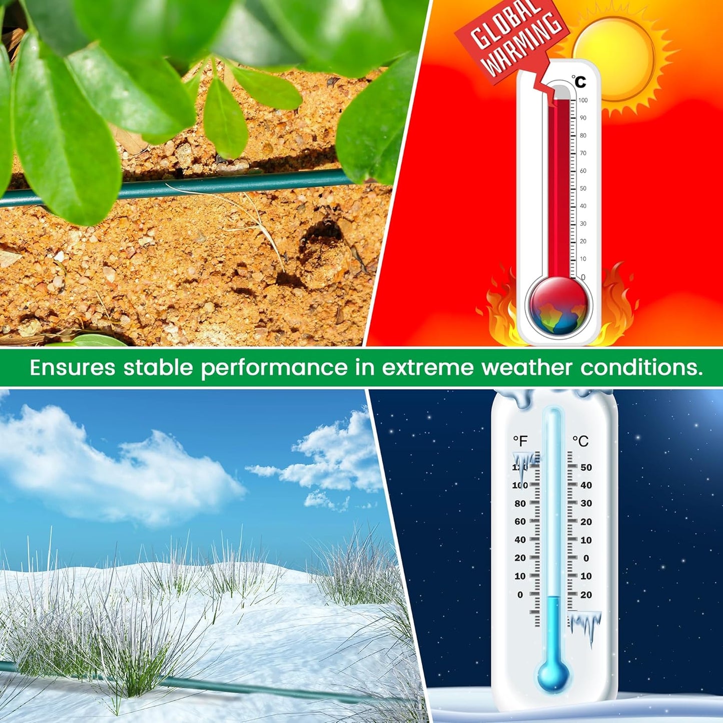 100FT 1/4 inch Drip Irrigation Tubing Blank Distribution Garden Watering Tube Line for DIY Quick-Connect Drip Irrigation Parts and Drip Systems, Green