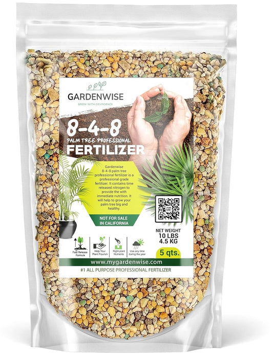 8-4-8 Professional Palm Tree Fertilizer Plant Food; for Indoor Potted Plants and Outdoor Landscape Palm Trees; Quick-Release Nitrogen Fertilizer and Continuous Feeding (10 QUARTS)