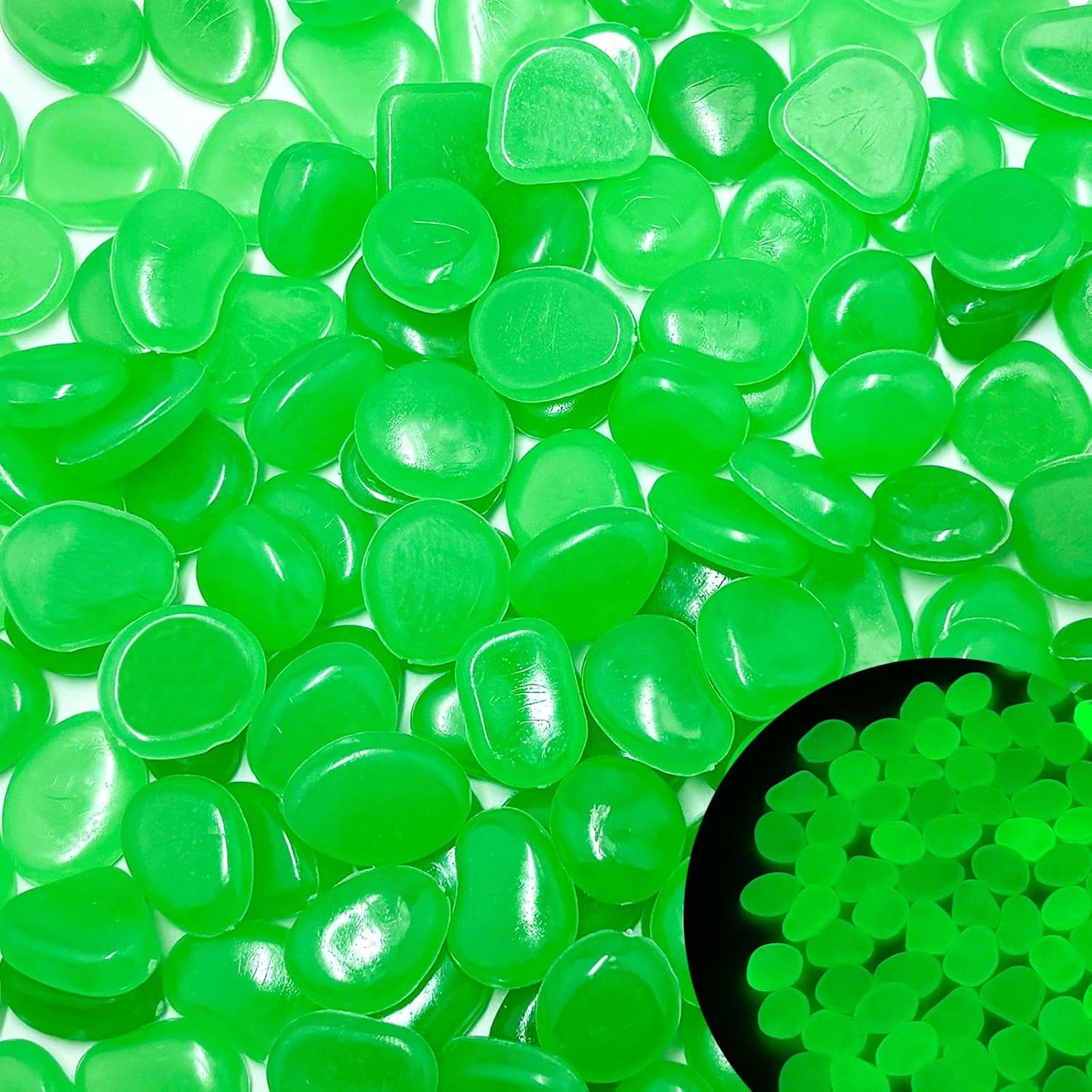 Glow in The Dark Fish Tank Rocks,Green Glowing Rocks Stones Resin Glow in Dark Pebbles for Outdoor Garden, Fish Tank, Aquarium, Landscaping,Driveway Decoration,2.2 Lb