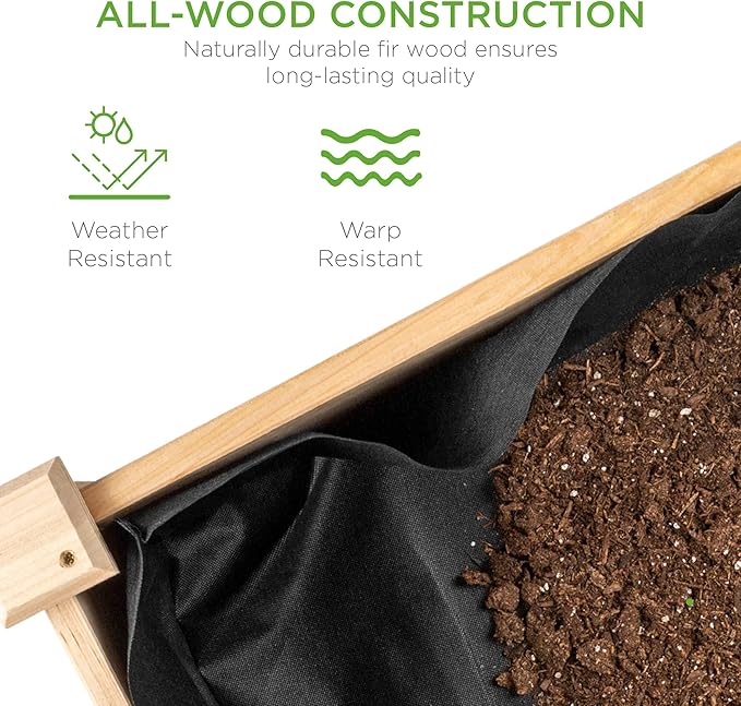 Best Choice Products 48x24x30in Raised Garden Bed, Elevated Wood Planter Box Stand for Backyard, Patio, Balcony w/Bed Liner, 200lb Capacity - Natural